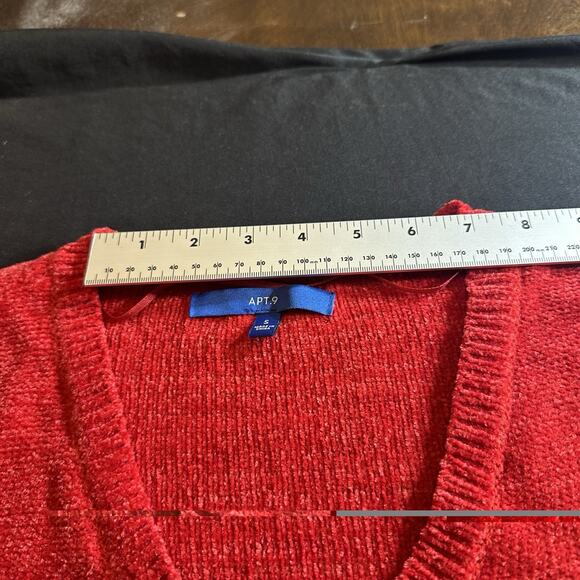 APT. 9 Sweater Women's Size Large Red V-Neck Long Sleeve Knit Lightweight - Picture 8 of 9